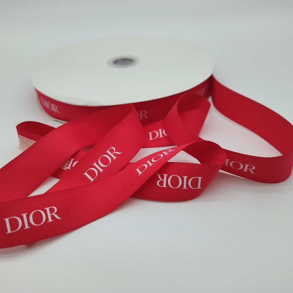 DIOR Logo Ribbon Three(3-yd) Red Boutique Gift Wrap Packaging Trim 7/8" Wide NEW